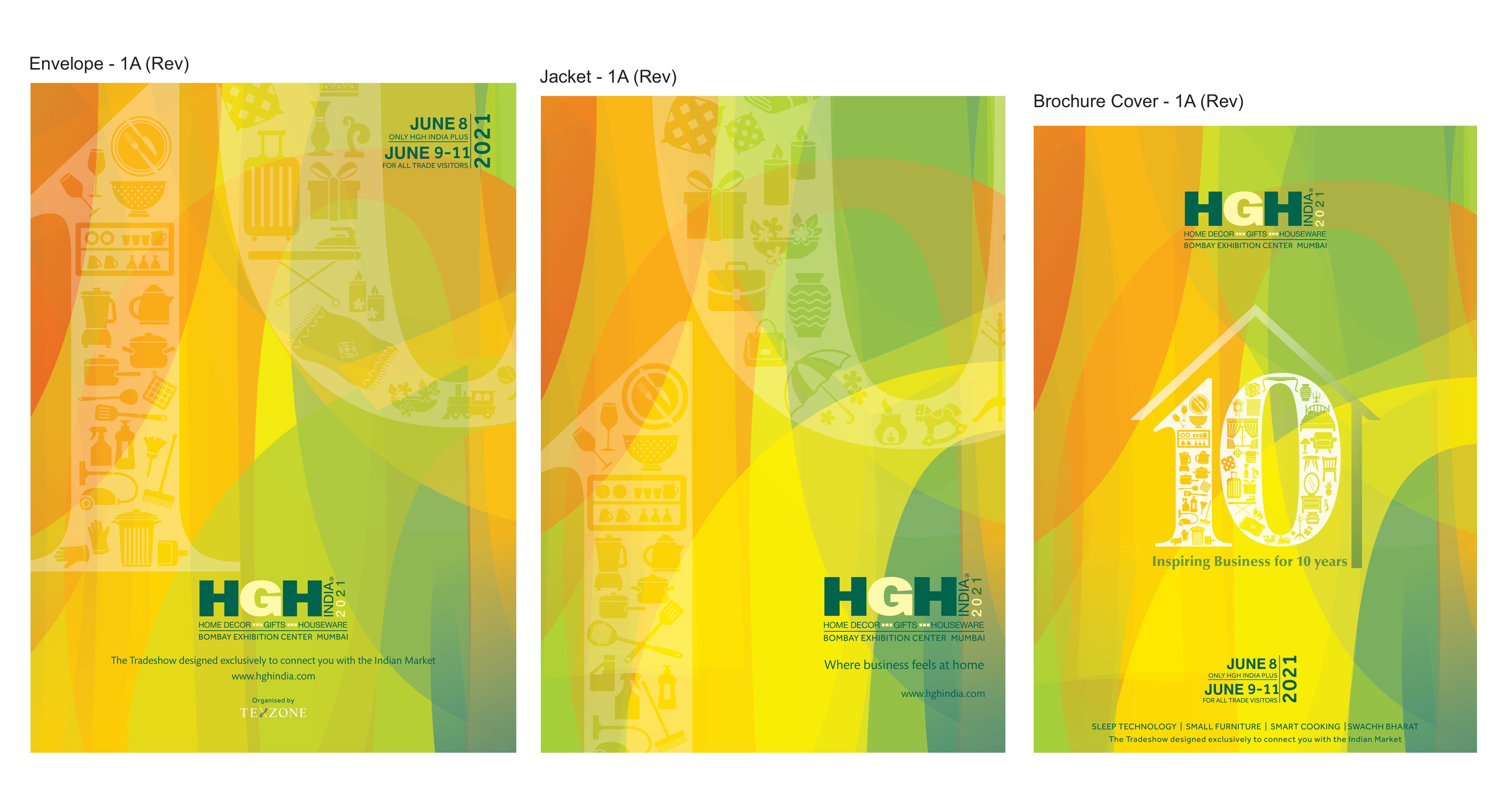 HGH India 10th anniversary brochure cover, jacket and envelope design